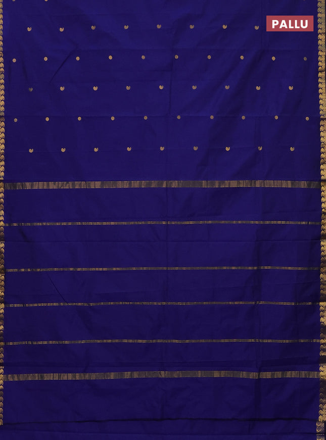 Arani semi silk saree dark blue with rudhraksha & paisley zari woven buttas and zari woven border