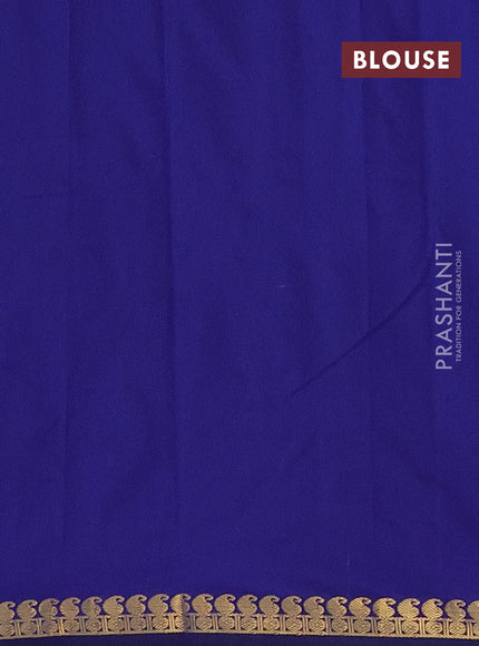 Arani semi silk saree dark blue with rudhraksha & paisley zari woven buttas and zari woven border