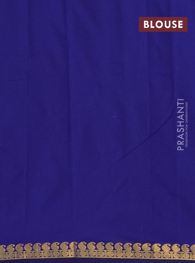 Arani semi silk saree dark blue with rudhraksha & paisley zari woven buttas and zari woven border