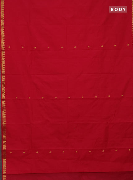 Arani semi silk saree dark pink with rudhraksha & paisley zari woven buttas and zari woven border