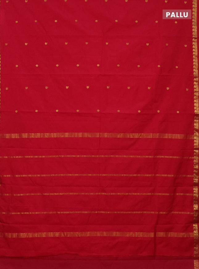 Arani semi silk saree dark pink with rudhraksha & paisley zari woven buttas and zari woven border