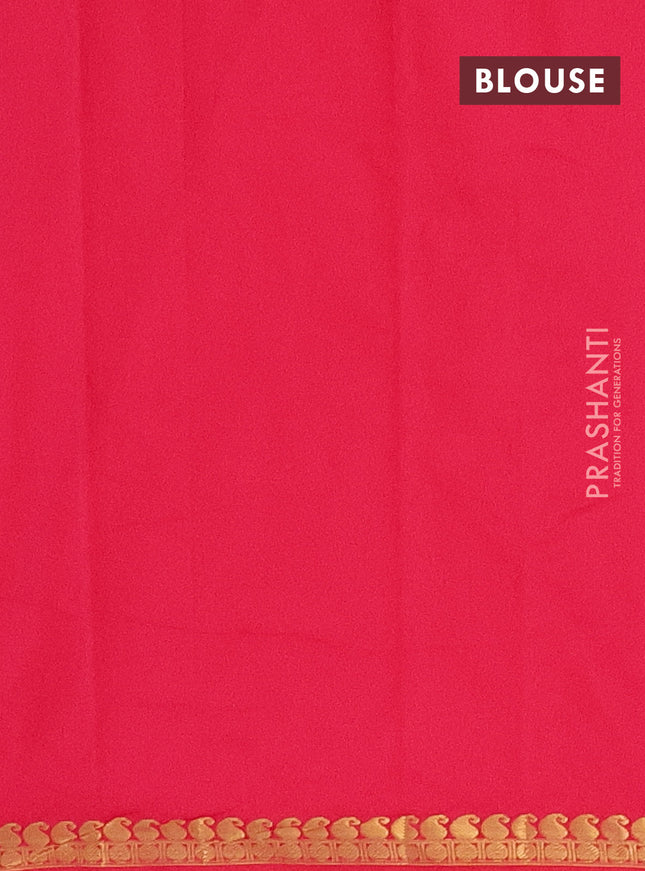 Arani semi silk saree dark pink with rudhraksha & paisley zari woven buttas and zari woven border