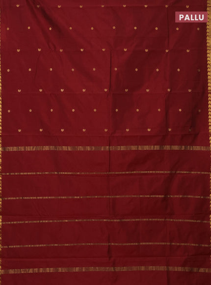 Arani semi silk saree maroon with rudhraksha & paisley zari woven buttas and zari woven border
