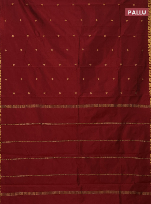 Arani semi silk saree maroon with rudhraksha & paisley zari woven buttas and zari woven border