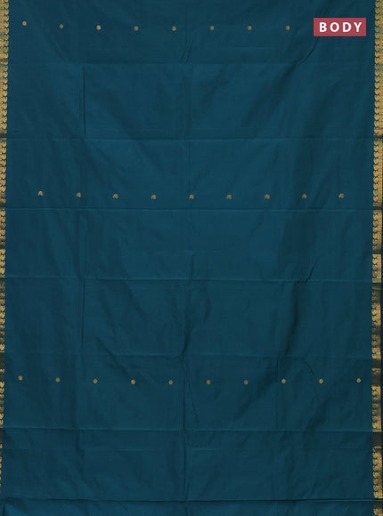 Arani semi silk saree peacock green with rudhraksha & paisley zari woven buttas and zari woven border