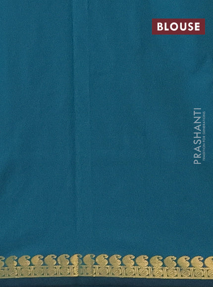 Arani semi silk saree peacock green with rudhraksha & paisley zari woven buttas and zari woven border