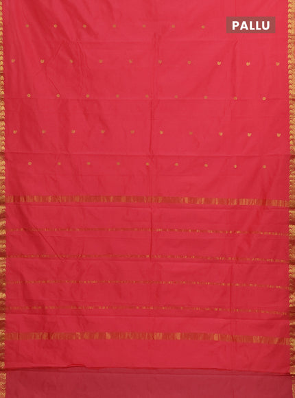 Arani semi silk saree peach shade with rudhraksha & paisley zari woven buttas and zari woven border