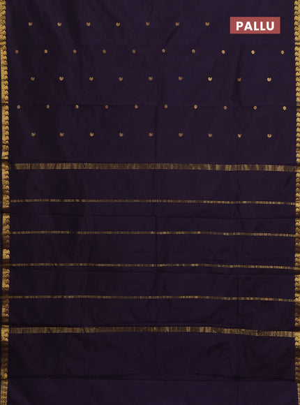 Arani semi silk saree deep purple with rudhraksha & paisley zari woven buttas and zari woven border