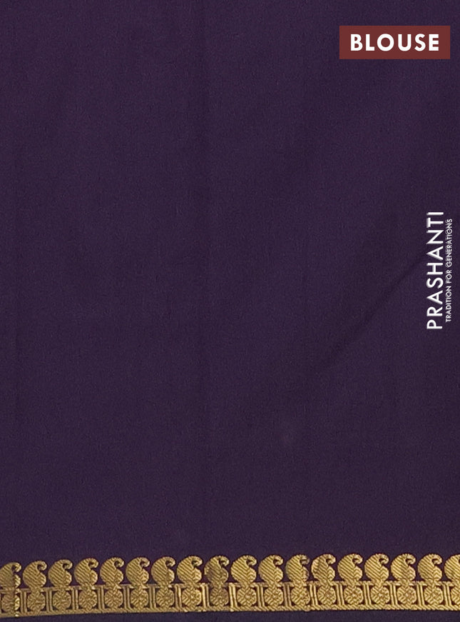 Arani semi silk saree deep purple with rudhraksha & paisley zari woven buttas and zari woven border