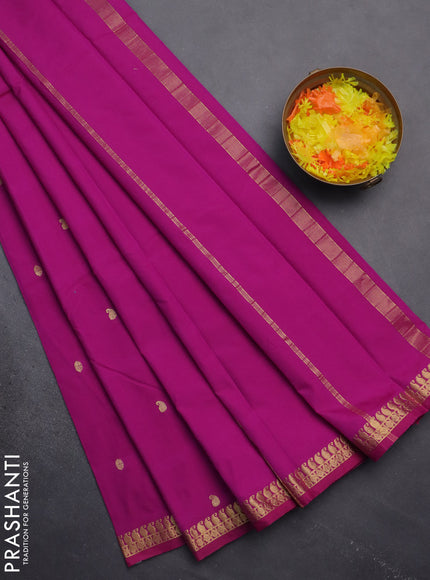 Arani semi silk saree purple with rudhraksha & paisley zari woven buttas and zari woven border