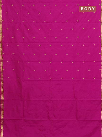 Arani semi silk saree purple with rudhraksha & paisley zari woven buttas and zari woven border