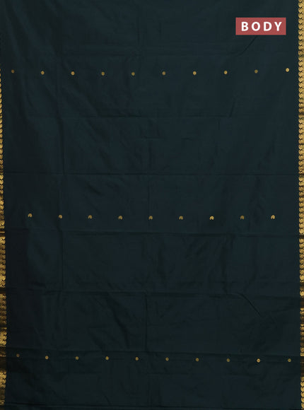 Arani semi silk saree bottle green with rudhraksha & paisley zari woven buttas and zari woven border