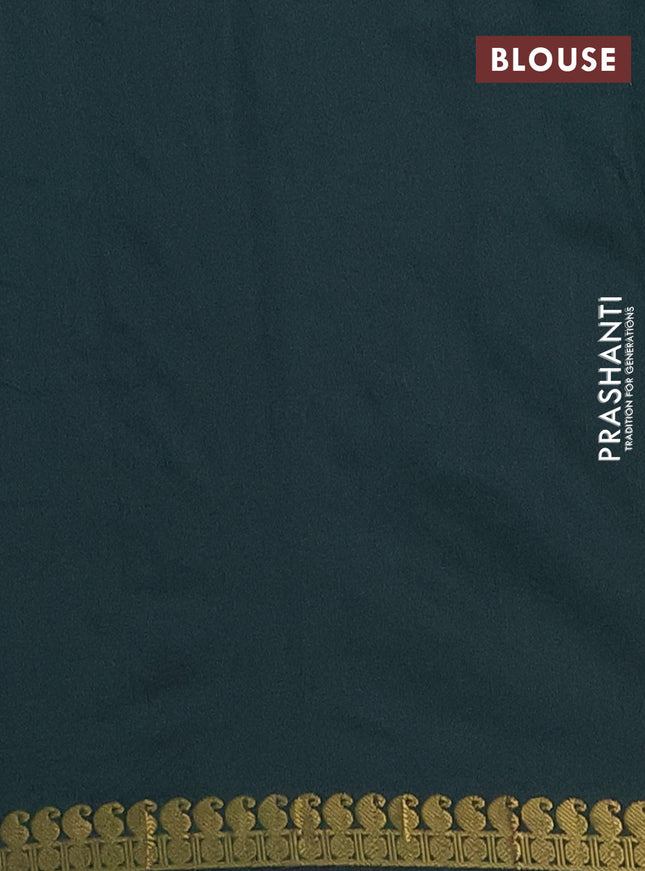 Arani semi silk saree bottle green with rudhraksha & paisley zari woven buttas and zari woven border