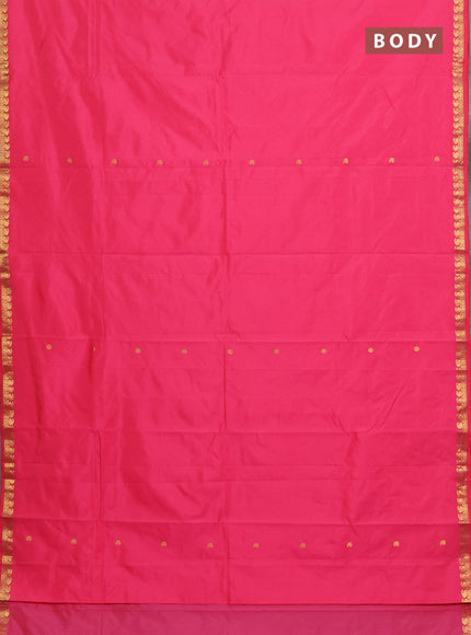 Arani semi silk saree pink with rudhraksha & paisley zari woven buttas and zari woven border