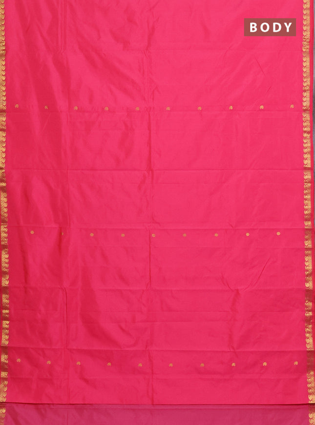 Arani semi silk saree pink with rudhraksha & paisley zari woven buttas and zari woven border