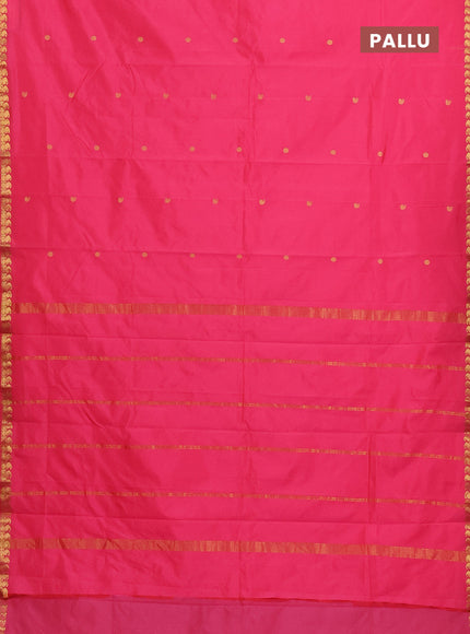 Arani semi silk saree pink with rudhraksha & paisley zari woven buttas and zari woven border