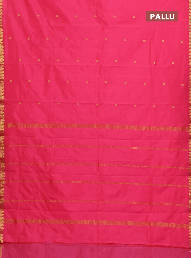 Arani semi silk saree pink with rudhraksha & paisley zari woven buttas and zari woven border