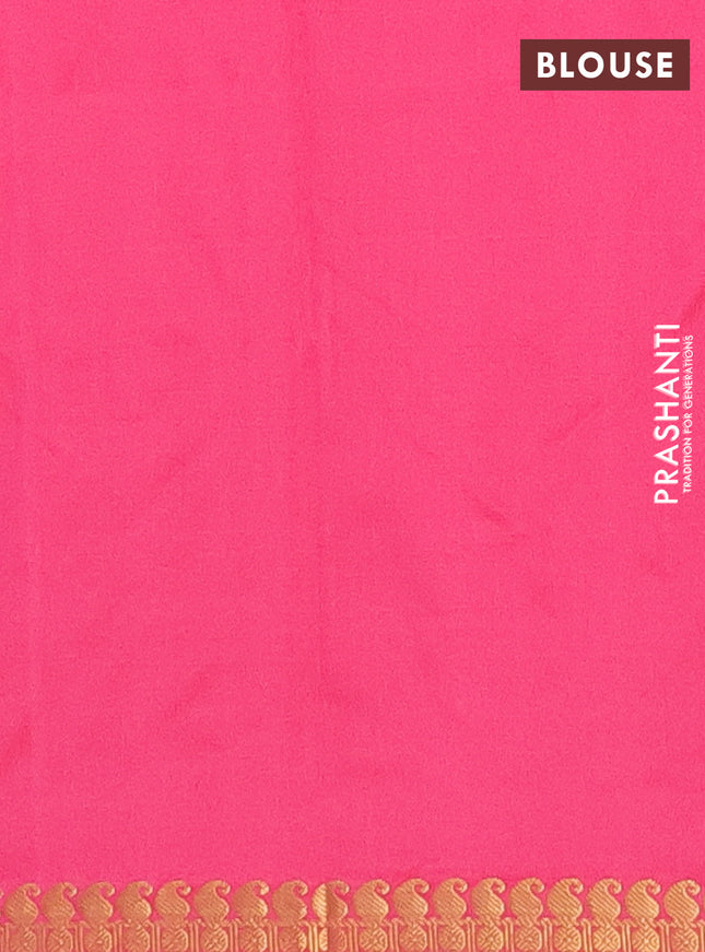 Arani semi silk saree pink with rudhraksha & paisley zari woven buttas and zari woven border