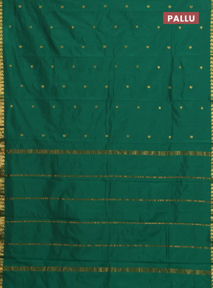 Arani semi silk saree green with rudhraksha & paisley zari woven buttas and zari woven border