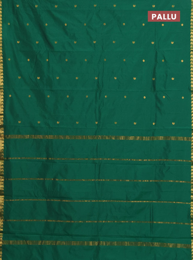 Arani semi silk saree green with rudhraksha & paisley zari woven buttas and zari woven border