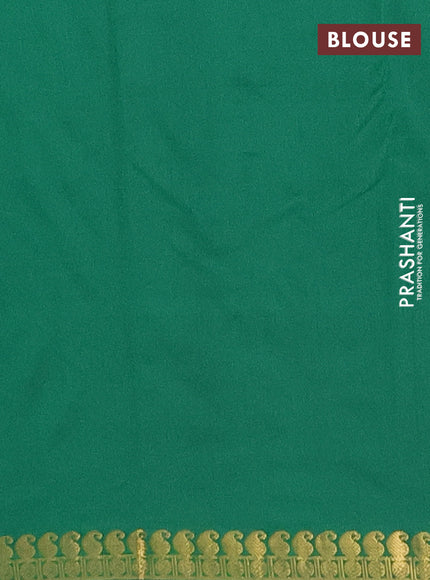 Arani semi silk saree green with rudhraksha & paisley zari woven buttas and zari woven border