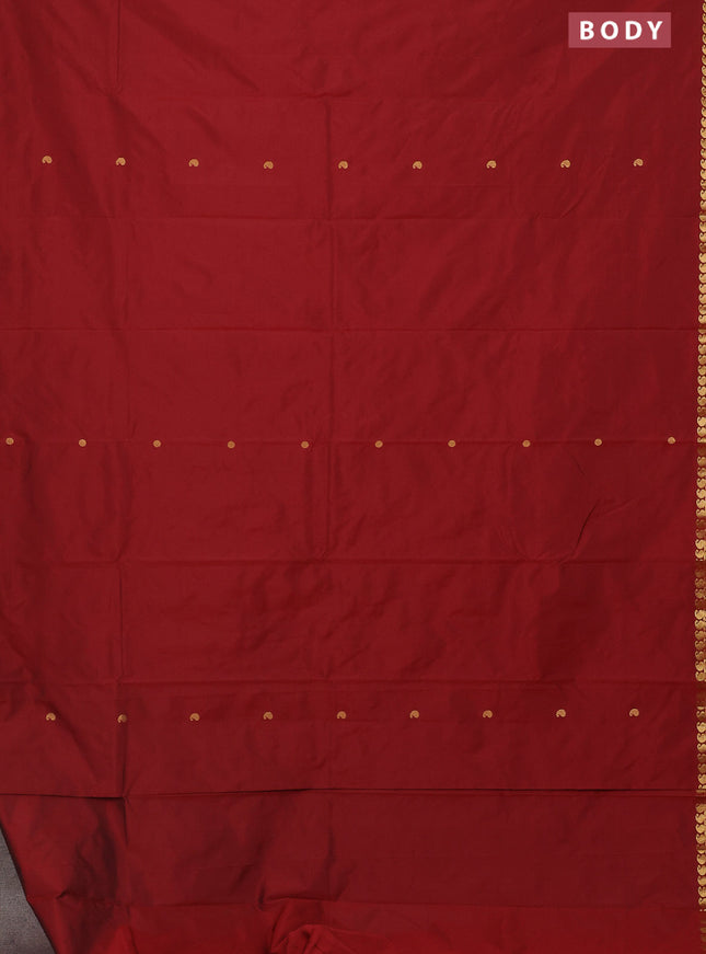 Arani semi silk saree maroon with rudhraksha & paisley zari woven buttas and zari woven border