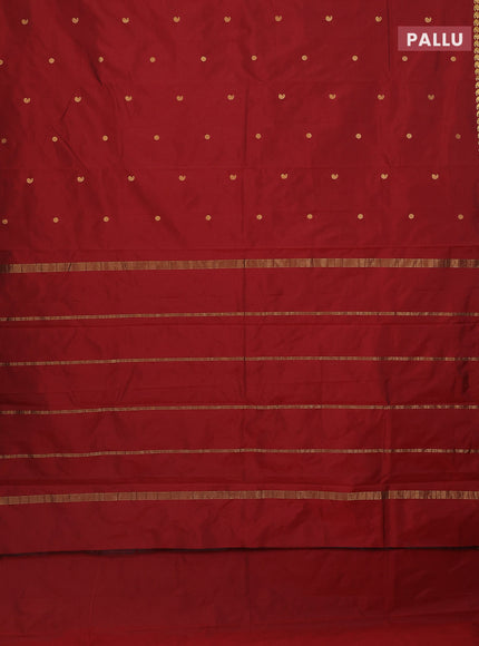 Arani semi silk saree maroon with rudhraksha & paisley zari woven buttas and zari woven border