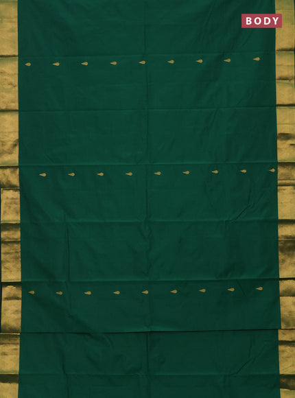 Arani semi silk saree green with zari woven thilak buttas and zari woven border