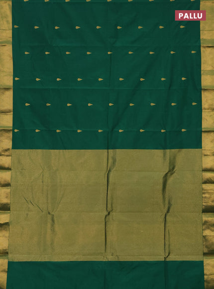 Arani semi silk saree green with zari woven thilak buttas and zari woven border