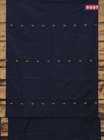 Arani semi silk saree dual shade of greenish violet with zari woven thilak buttas and zari woven border