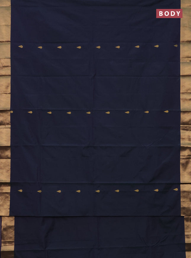 Arani semi silk saree dual shade of greenish violet with zari woven thilak buttas and zari woven border