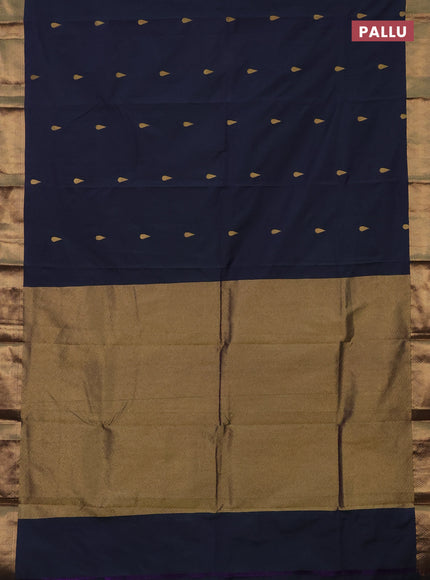 Arani semi silk saree dual shade of greenish violet with zari woven thilak buttas and zari woven border