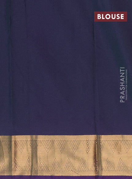 Arani semi silk saree dual shade of greenish violet with zari woven thilak buttas and zari woven border