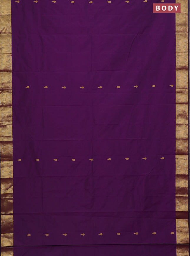 Arani semi silk saree purple with zari woven thilak buttas and zari woven border
