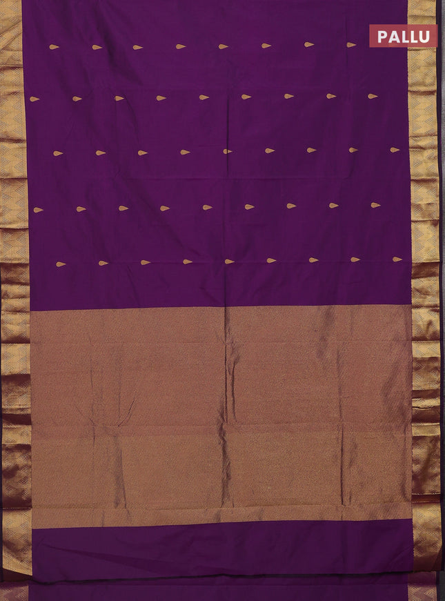 Arani semi silk saree purple with zari woven thilak buttas and zari woven border