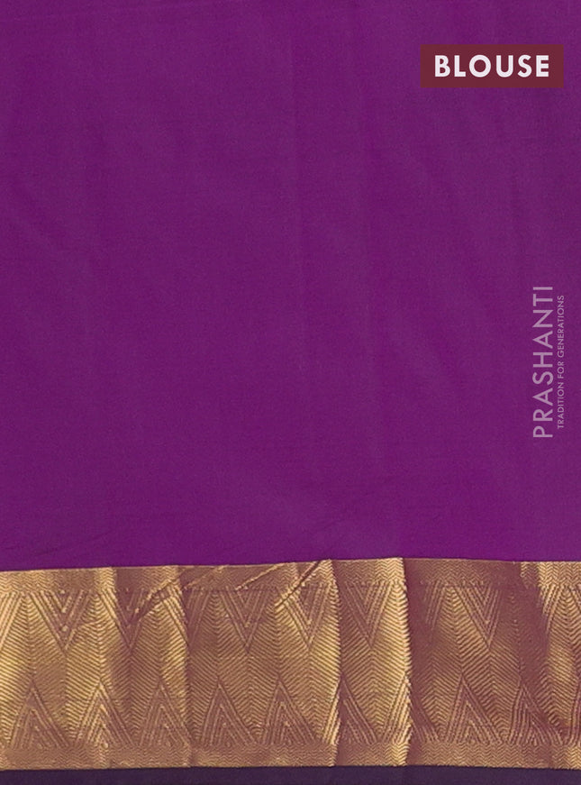 Arani semi silk saree purple with zari woven thilak buttas and zari woven border