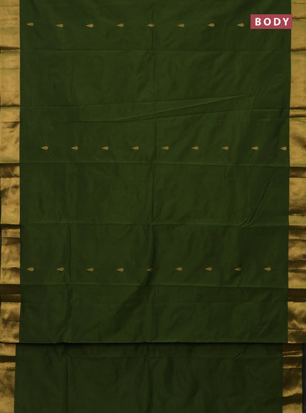Arani semi silk saree sap green with zari woven thilak buttas and zari woven border
