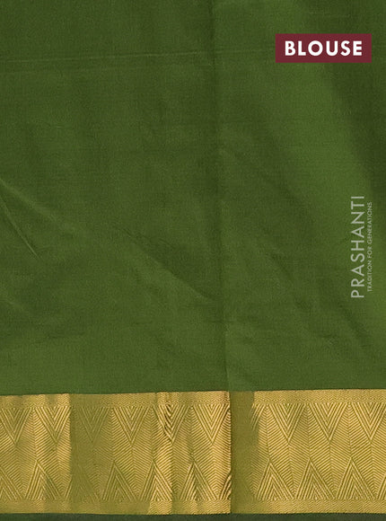 Arani semi silk saree sap green with zari woven thilak buttas and zari woven border