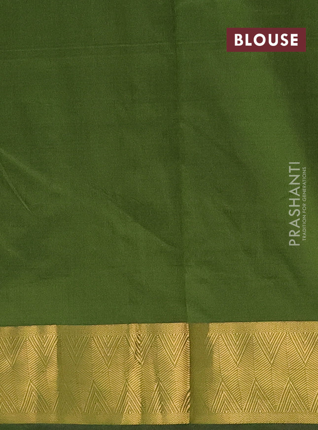 Arani semi silk saree sap green with zari woven thilak buttas and zari woven border
