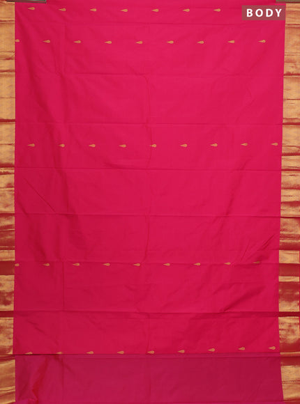 Arani semi silk saree pink with zari woven thilak buttas and zari woven border