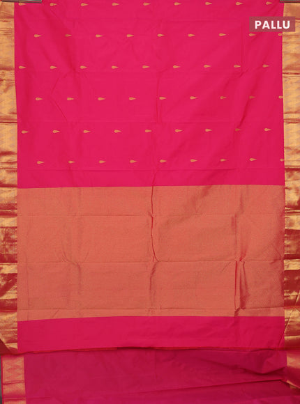 Arani semi silk saree pink with zari woven thilak buttas and zari woven border