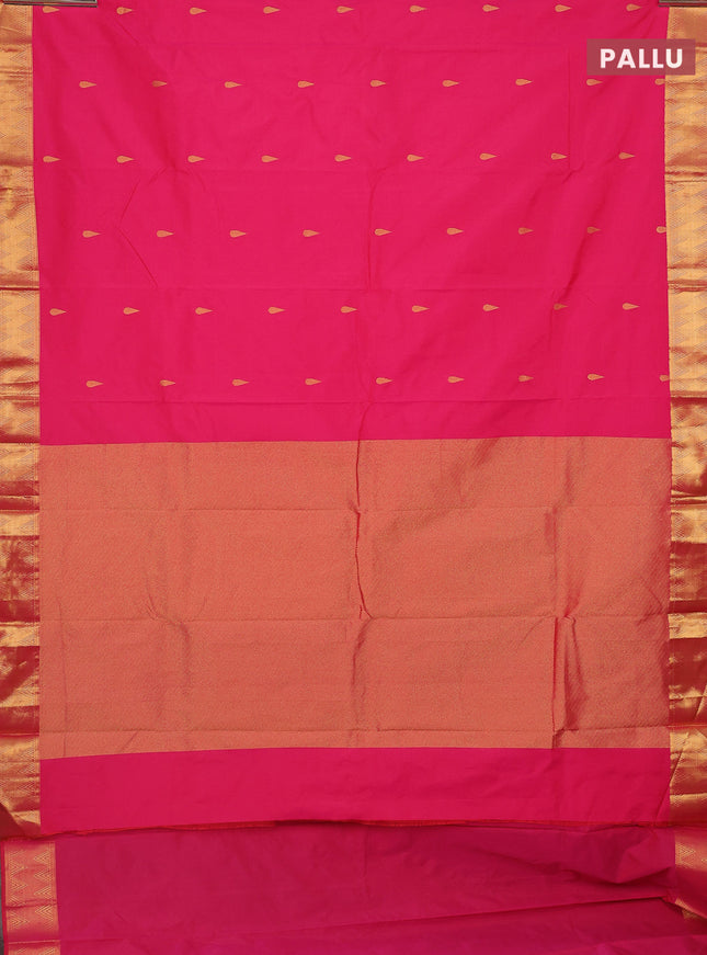 Arani semi silk saree pink with zari woven thilak buttas and zari woven border