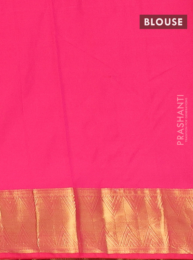 Arani semi silk saree pink with zari woven thilak buttas and zari woven border