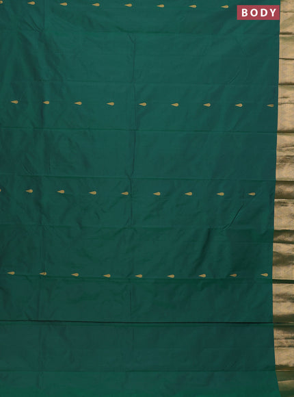 Arani semi silk saree dual shade of green with zari woven thilak buttas and zari woven border
