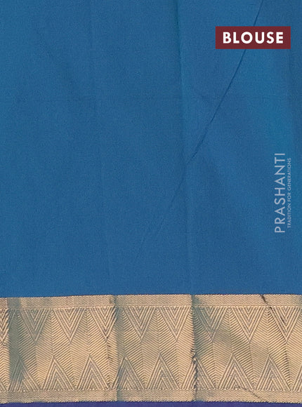 Arani semi silk saree dual shade of teal green with zari woven thilak buttas and zari woven border