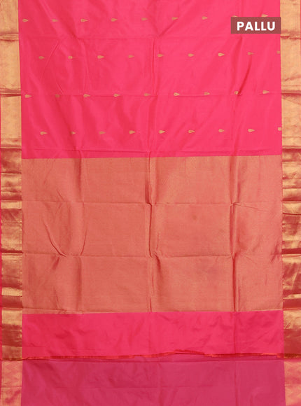 Arani semi silk saree peach pink with zari woven thilak buttas and zari woven border
