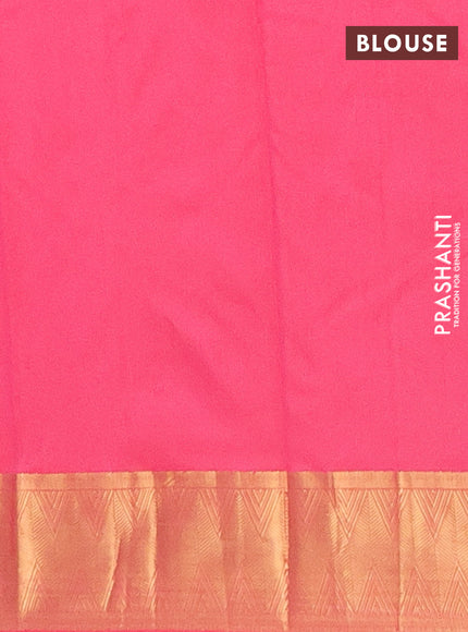 Arani semi silk saree peach pink with zari woven thilak buttas and zari woven border