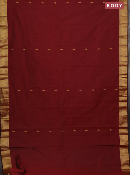 Arani semi silk saree maroon with zari woven thilak buttas and zari woven border