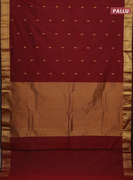 Arani semi silk saree maroon with zari woven thilak buttas and zari woven border