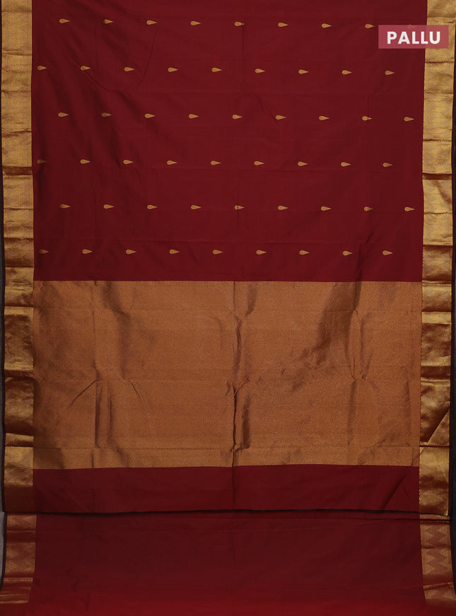 Arani semi silk saree maroon with zari woven thilak buttas and zari woven border